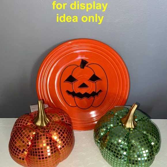 9" Spooky JOL Pumpkin  FIESTAWARE Orange Halloween Luncheon Plate Only - Picture 10 of 10